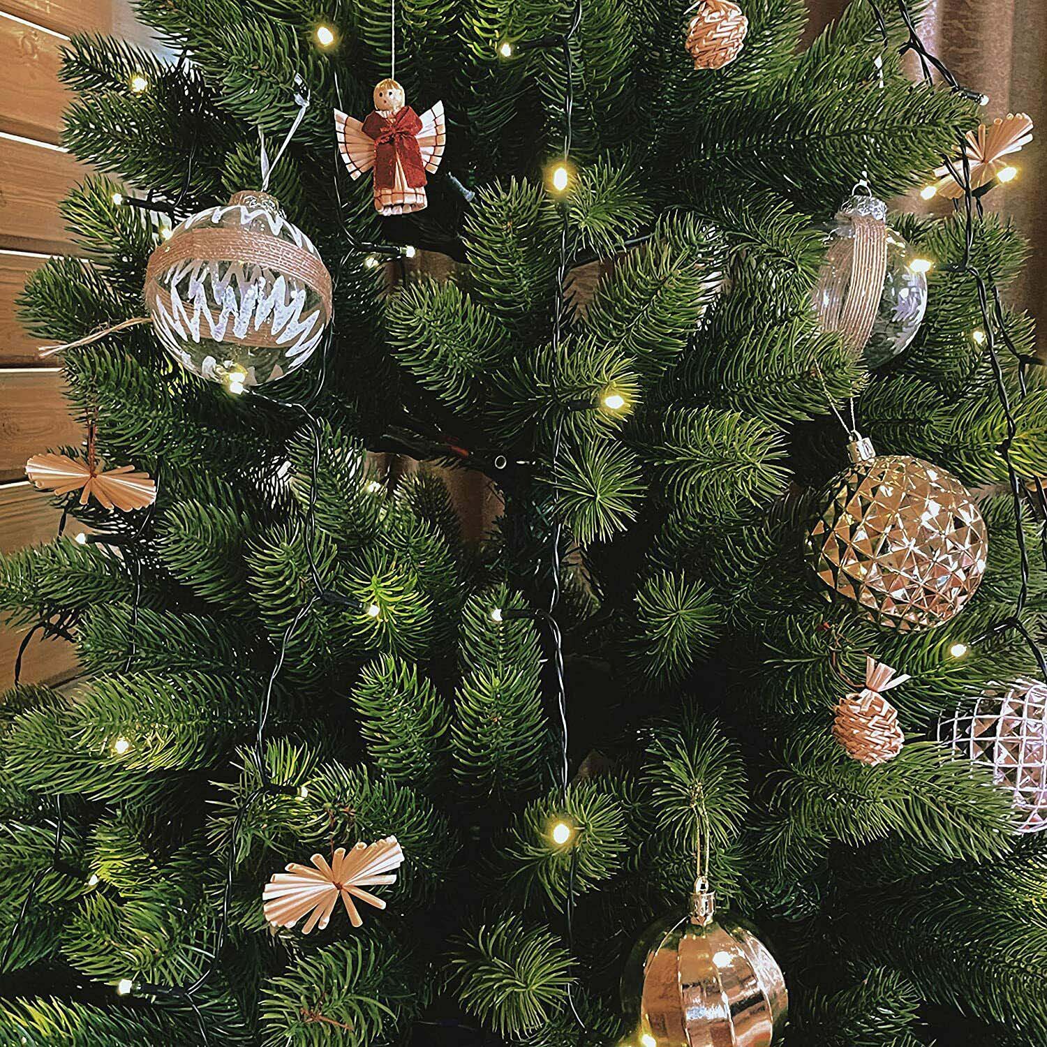 Salcar 3m LED Weihnachtsbaum-Lichterkette mit 10 Girlanden, Sternspitze & 360 LEDs – 8 Modi, Warmweiß, Sicher & Energiesparend Salcar