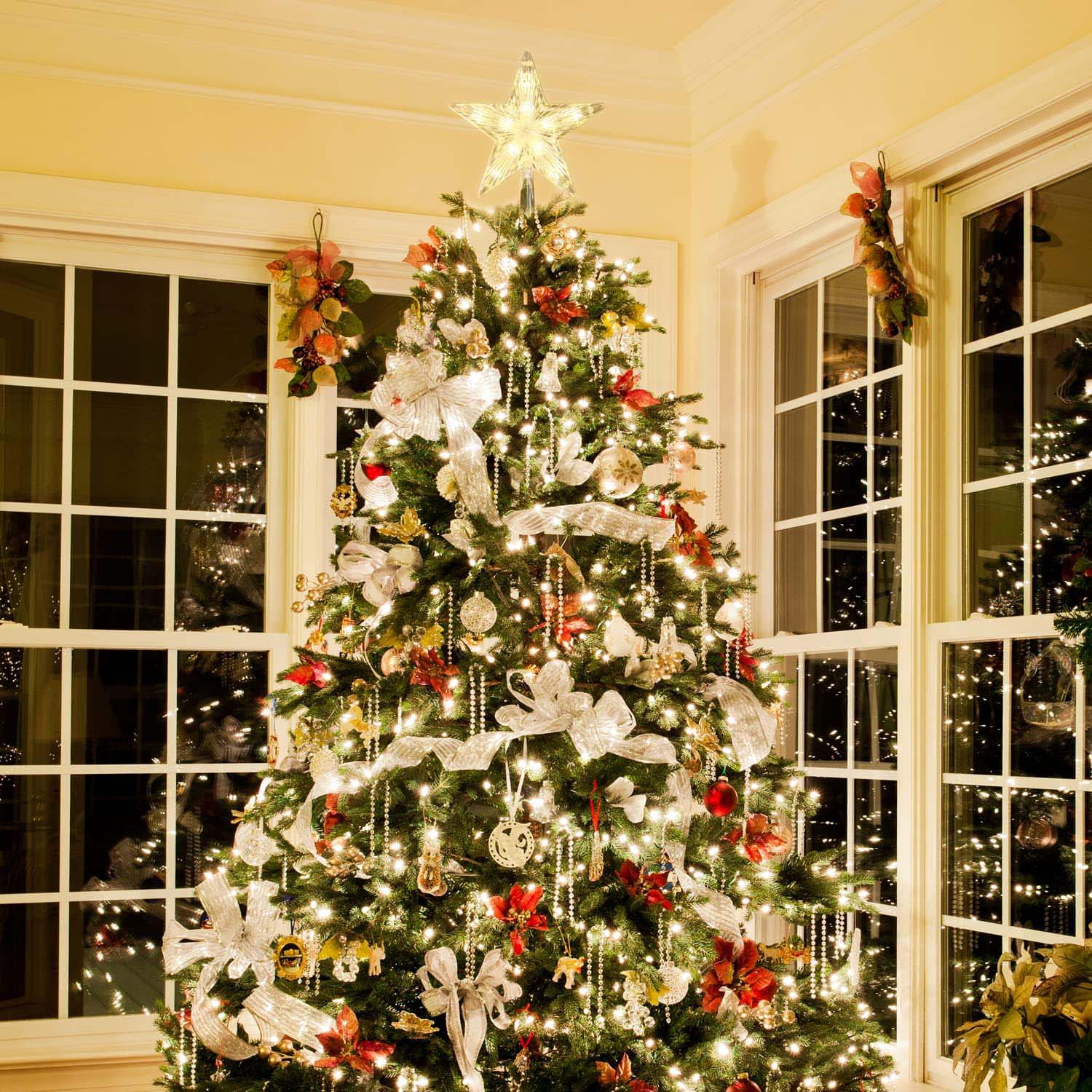 Salcar 3m LED Weihnachtsbaum-Lichterkette mit 10 Girlanden, Sternspitze & 360 LEDs – 8 Modi, Warmweiß, Sicher & Energiesparend Salcar