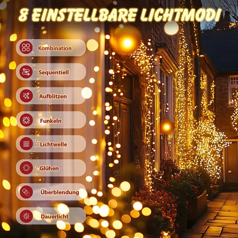 Salcar 2m/5m/10m/15m/20m LED Cluster Lichterkette, 200/500/1000/1500/2000 LEDs Salcar