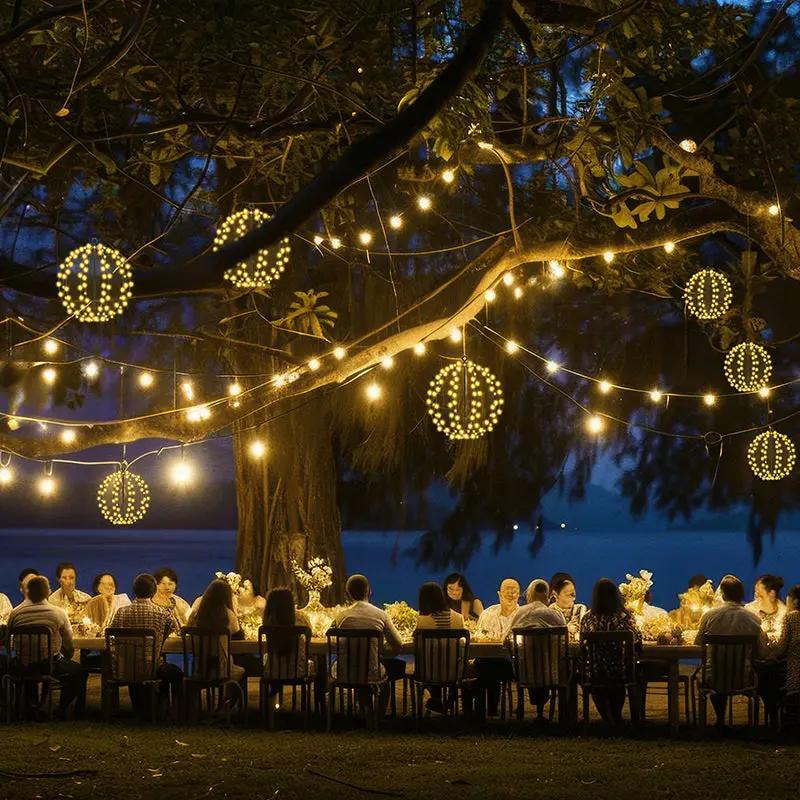 Salcar LED Weihnachtsbeleuchtung Außen 30 cm Kugel, 120 LEDs, Warmweiß, 8 Modi, Timer & Speicher, Wasserdicht, Hängende Lichter für Garten & Wohnzimmer Salcar