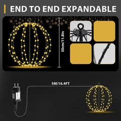 Salcar LED Weihnachtsbeleuchtung Außen 30 cm Kugel, 120 LEDs, Warmweiß, 8 Modi, Timer & Speicher, Wasserdicht, Hängende Lichter für Garten & Wohnzimmer Salcar