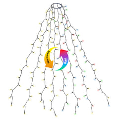 Salcar Weihnachtsbaum Lichterkette mit Ring & Girlanden – Warmweiß & Bunt, 9 Modi, Timer & Speicherfunktion, IP44 Wasserdicht – Für 0,9m bis 3,5m Tannenbäume