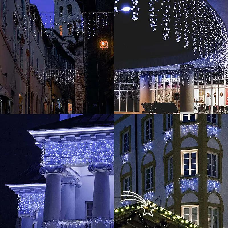 Salcar 2m/5 m / 10 m LED Eisregen Lichterkette, 80/ 200 / 400 LEDs, 31V GS-zertifizierte Stromversorgung Salcar