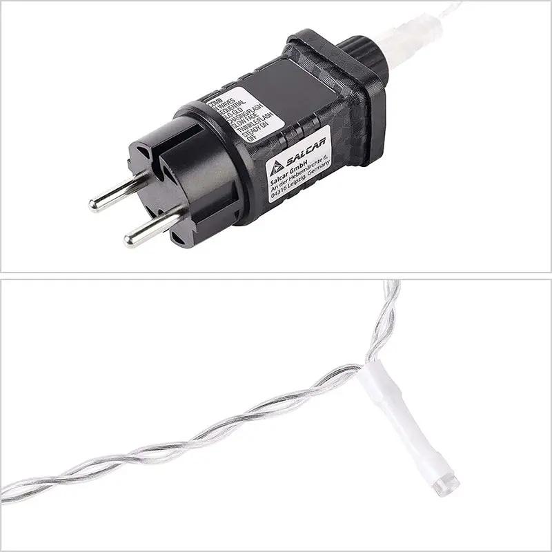 Salcar 2m/5 m / 10 m LED Eisregen Lichterkette, 80/ 200 / 400 LEDs, 31V GS-zertifizierte Stromversorgung Salcar
