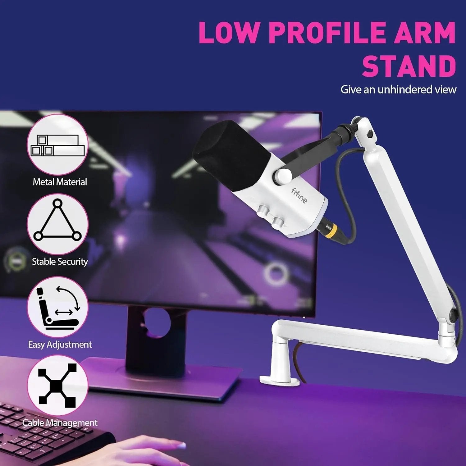 Fifine 1.5 kg Mikrofon Arm mit Mikrofonclip, 1/4'', 3/8'' und 5/8'' Adapter, BM88 Sekey