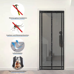 Sekey Zuschneidbar Magnet Fliegengitter Tür aus Polyester, Schwarz