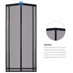 Sekey Zuschneidbar Magnet Fliegengitter Tür aus Polyester, Schwarz