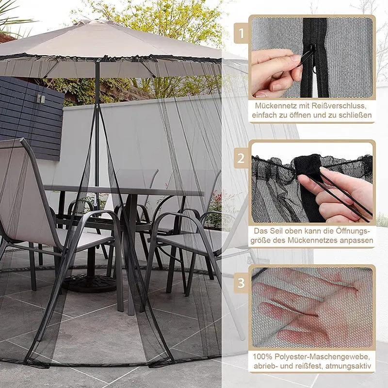 Sekey Moskitonetz Verstellbares Insektenschutz für 250-300 cm Sonnenschirme Pavillon Sekey