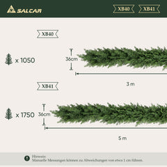 Salcar Künstliche Weihnachtsgirlande aus 100 % PE – Naturgetreue Thuja-/Zedern-Optik, extra dicht, 3 m / 5 m