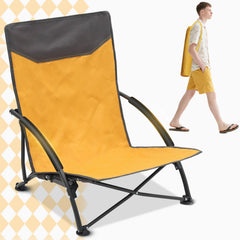 Sekey Faltbarer Strandliegestuhl mit gepolsterten Armlehnen – Leichter Campingstuhl bis 200 kg belastbar Sekey