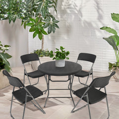 Sekey Balkonmöbel Set 5-teilig – Klappbares Balkonset für 4 Personen, Wetterfestes Rattan Gartenmöbel Set mit 4 Klappstühlen & Tisch, Bistro Set für Balkon, Terrasse und Garten