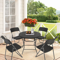 Sekey Balkonmöbel Set 5-teilig – Klappbares Balkonset für 4 Personen, Wetterfestes Rattan Gartenmöbel Set mit 4 Klappstühlen & Tisch, Bistro Set für Balkon, Terrasse und Garten