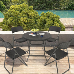 Sekey Balkonmöbel Set 5-teilig – Klappbares Balkonset für 4 Personen, Wetterfestes Rattan Gartenmöbel Set mit 4 Klappstühlen & Tisch, Bistro Set für Balkon, Terrasse und Garten