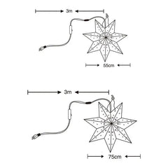 Salcar 55 cm / 75 cm LED Papierstern zum Aufhängen Salcar