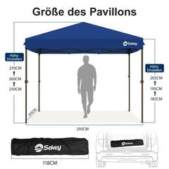 Sekey 300 x 300 cm Faltpavillon mit 4 Sandsäcken und Tragetasche Sekey