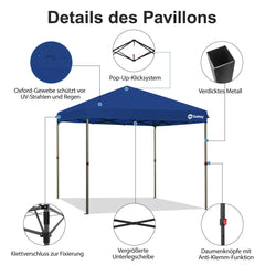 Sekey 300 x 300 cm Faltpavillon mit 4 Sandsäcken und Tragetasche Sekey
