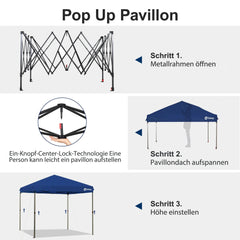 Sekey 300 x 300 cm Faltpavillon mit 4 Sandsäcken und Tragetasche Sekey