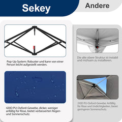 Sekey 300 x 300 cm Faltpavillon mit 4 Sandsäcken und Tragetasche Sekey
