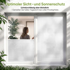 Hochwertiges blickdichtes lichtdurchlässiges Polyestergewebe des Salcar Plissees, angenehme Tageslichtfilterung und zuverlässiger Privatsphärenschutz