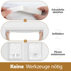 Sekey Klebefix Plissee 2er-Set ohne Bohren – Dachfenster Plissee zum Kleben, höhenverstellbar & kürzbar, Sonnenschutz & UV-Schutz, für schräge Fenster geeignet