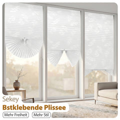 Sekey Klebefix Plissee 2er-Set ohne Bohren – Dachfenster Plissee zum Kleben, höhenverstellbar & kürzbar, Sonnenschutz & UV-Schutz, für schräge Fenster geeignet