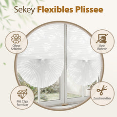 Sekey Klebefix Plissee 2er-Set ohne Bohren – Dachfenster Plissee zum Kleben, höhenverstellbar & kürzbar, Sonnenschutz & UV-Schutz, für schräge Fenster geeignet