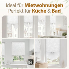 Sekey Klebefix Plissee 2er-Set ohne Bohren – Dachfenster Plissee zum Kleben, höhenverstellbar & kürzbar, Sonnenschutz & UV-Schutz, für schräge Fenster geeignet
