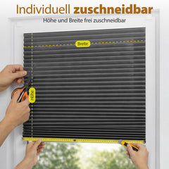 Sekey Klebefix Plissee 2er Set ohne Bohren – Schlichtes Grau, Dachfenster Plissee, höhenverstellbar & kürzbar, Sonnenschutz & UV-Schutz
