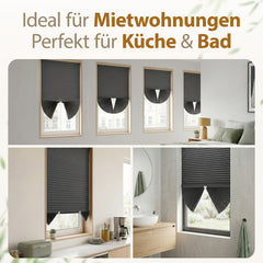 Sekey Klebefix Plissee 2er Set ohne Bohren – Schlichtes Grau, Dachfenster Plissee, höhenverstellbar & kürzbar, Sonnenschutz & UV-Schutz