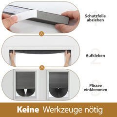 Sekey Klebefix Plissee 2er Set ohne Bohren – Schlichtes Grau, Dachfenster Plissee, höhenverstellbar & kürzbar, Sonnenschutz & UV-Schutz