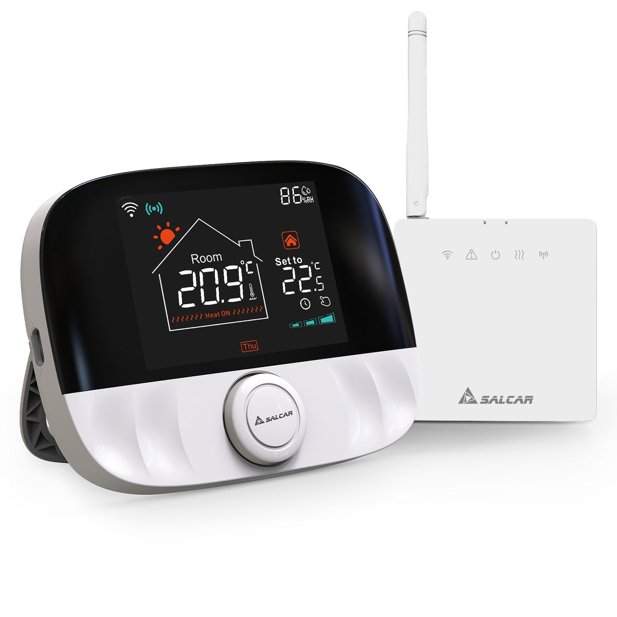Salcar WLAN Smart Thermostat für Gas Boiler – RF Raumthermostat mit Empfänger, programmierbar, kompatibel mit Alexa & Google Home