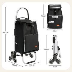 Sekey Einkaufstrolley 3-in-1 klappbar – 50L Einkaufswagen mit Kühlfach, Treppensteiger-Rädern & Sackkarren-Funktion, Aluminium