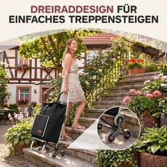Sekey Einkaufstrolley 3-in-1 klappbar – 50L Einkaufswagen mit Kühlfach, Treppensteiger-Rädern & Sackkarren-Funktion, Aluminium