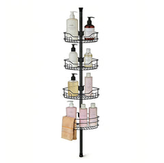 Sekey Duschregal Ohne Bohren – Höhenverstellbares Teleskop-Duschregal 79–315 cm mit Klicksystem, Rostfrei & Eck-Design, Stabiles Badezimmer-Organizer