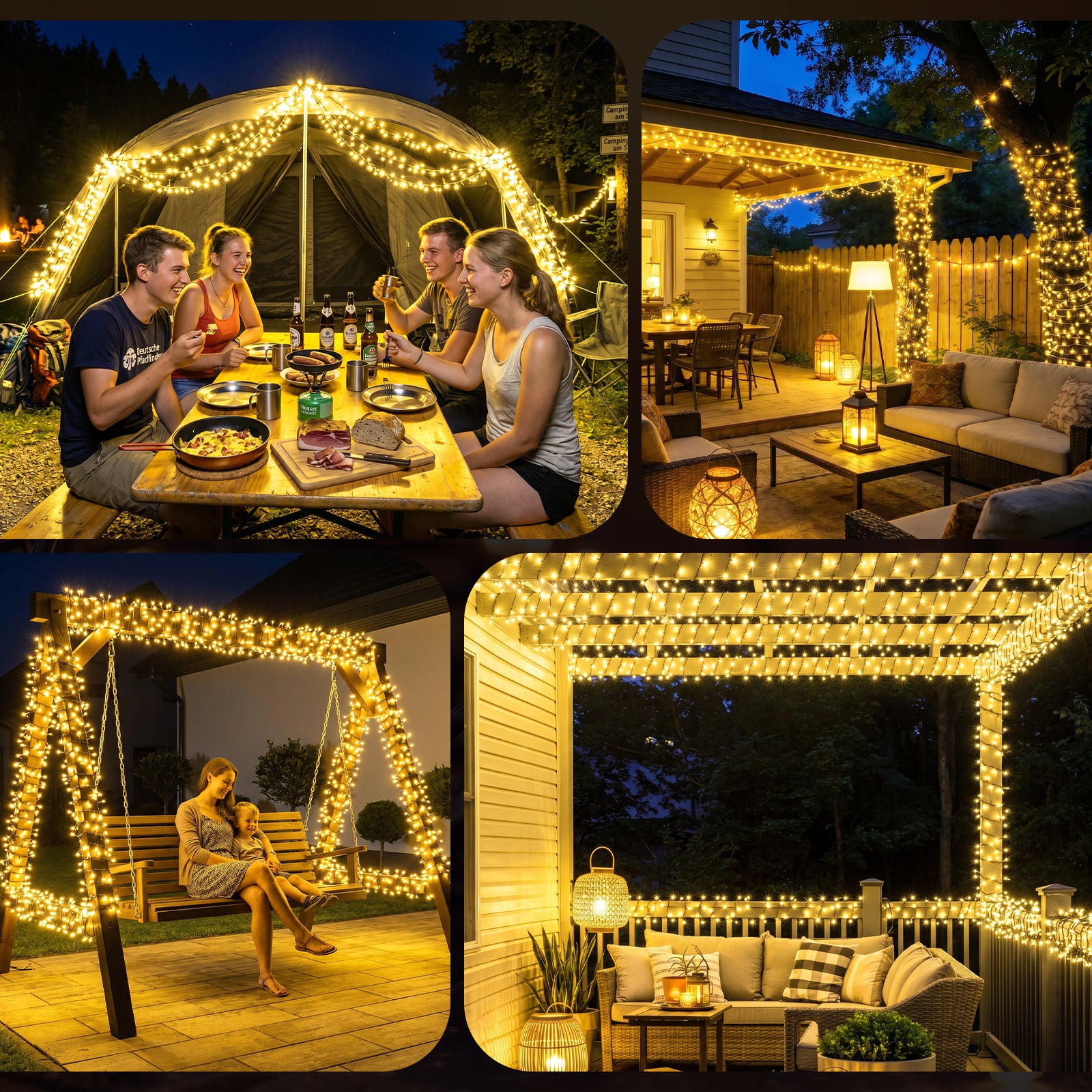 Solar Lichterkette als Dekoration für Garten Terrasse und Balkon