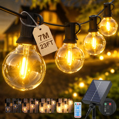 Salcar G40 Solar Lichterkette Außen mit 20 LED Glühbirnen für Garten und Balkon