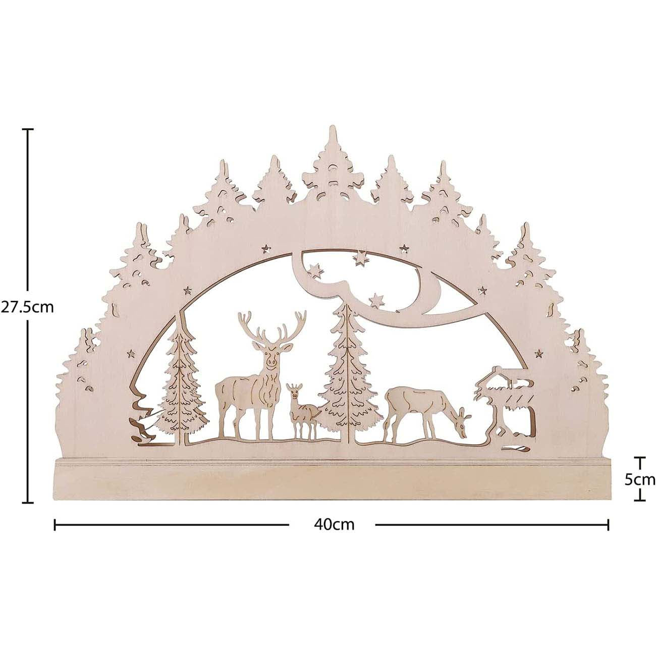 Salcar LED Schwibbogen Weihnachten mit 10 LEDs – Batteriebetriebener Holz-Lichterbogen, Warmweißes Licht, Weihnachtsdeko für Innen, Fenster & Tisch salcar