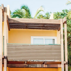 Sekey Balkon Sichtschutz aus 220 g/m² HDPE,Braun-gelb gestreift Sekey