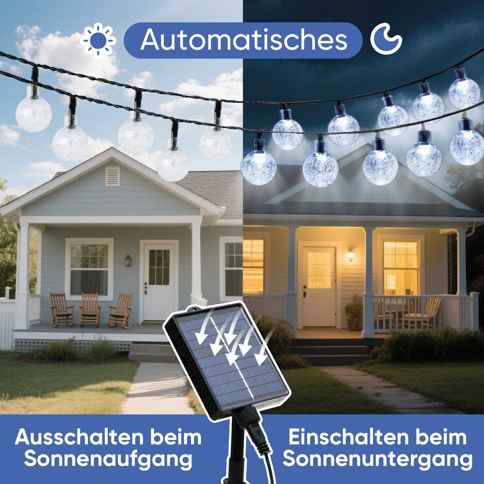 Salcar LED Lichterkette kaltweiß, solarbetrieben, wasserdicht – Ideal für Garten, Terrasse, Party & Weihnachten SEKEYMALL