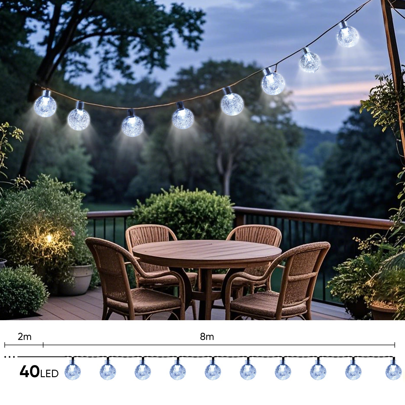 Salcar LED Lichterkette kaltweiß, solarbetrieben, wasserdicht – Ideal für Garten, Terrasse, Party & Weihnachten SEKEYMALL