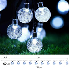 Salcar Solar LED Lichterkette kaltweiß – 15m Kristallkugeln, IP44 wasserdicht, Außenbeleuchtung für Garten, Terrasse, Weihnachten & Partydeko SEKEYMALL
