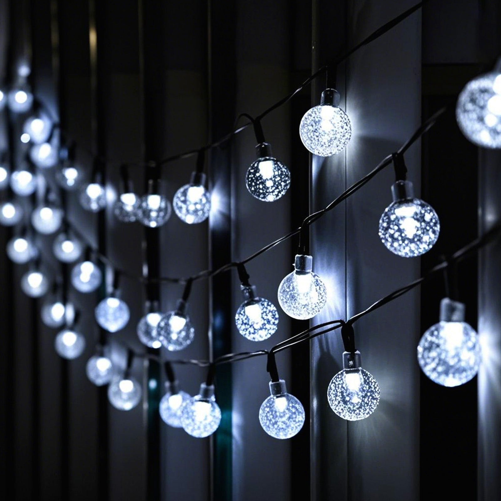 Salcar Solar LED Lichterkette kaltweiß – 15m Kristallkugeln, IP44 wasserdicht, Außenbeleuchtung für Garten, Terrasse, Weihnachten & Partydeko SEKEYMALL