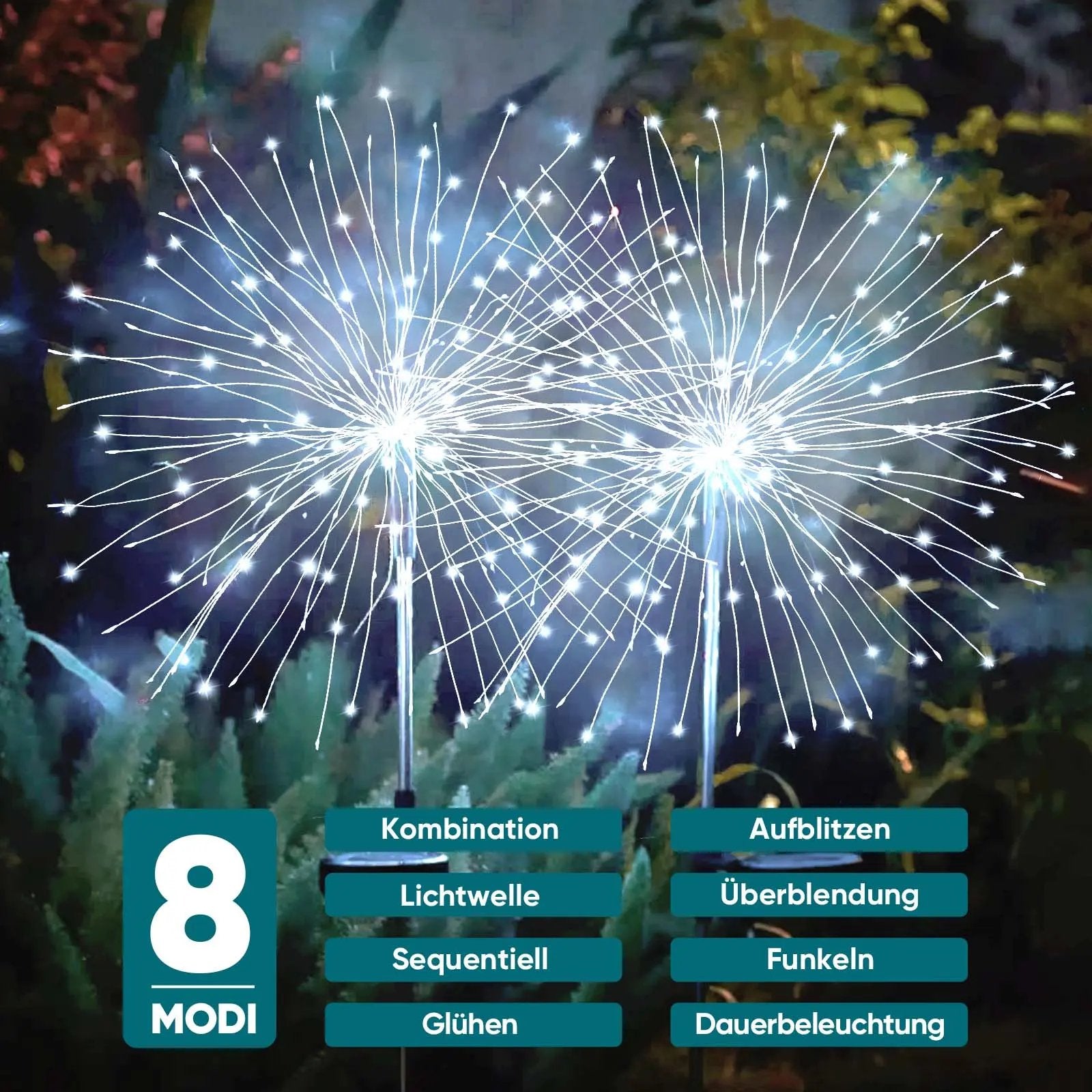 Salcar 2er Set LED Solar Gartenleuchte mit Feuerwerk-Effekt Salcar