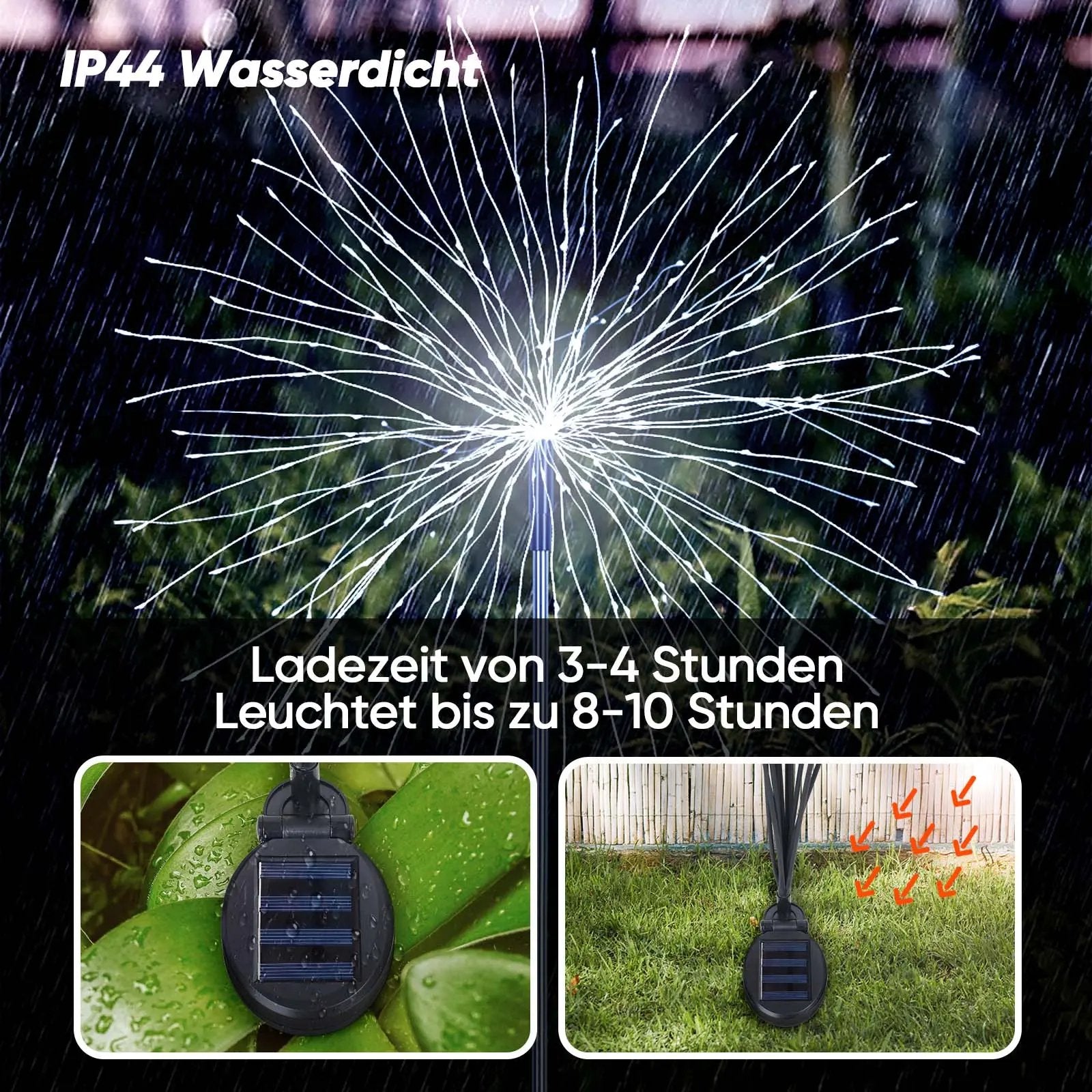 Salcar 2er Set LED Solar Gartenleuchte mit Feuerwerk-Effekt Salcar