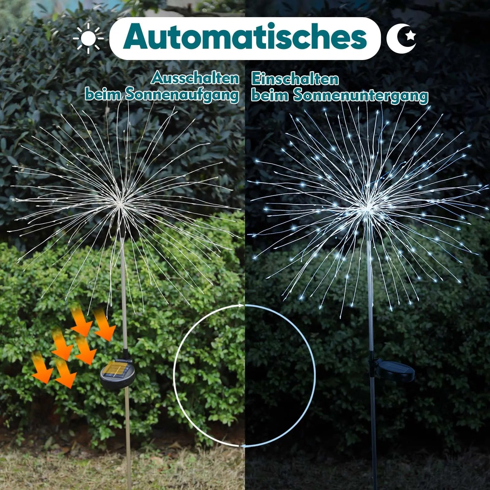 Salcar 2er Set LED Solar Gartenleuchte mit Feuerwerk-Effekt Salcar