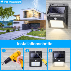 Salcar Solar Wandleuchten mit Bewegungsmelder, 800 Lumen, Warmweiß, IP44 Wasserdicht – Solarlampen für Außenbereich, Garten, Balkon, Terrasse SEKEYMALL
