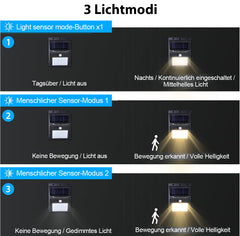 Salcar Solar Wandleuchten mit Bewegungsmelder, 800 Lumen, Warmweiß, IP44 Wasserdicht – Solarlampen für Außenbereich, Garten, Balkon, Terrasse SEKEYMALL