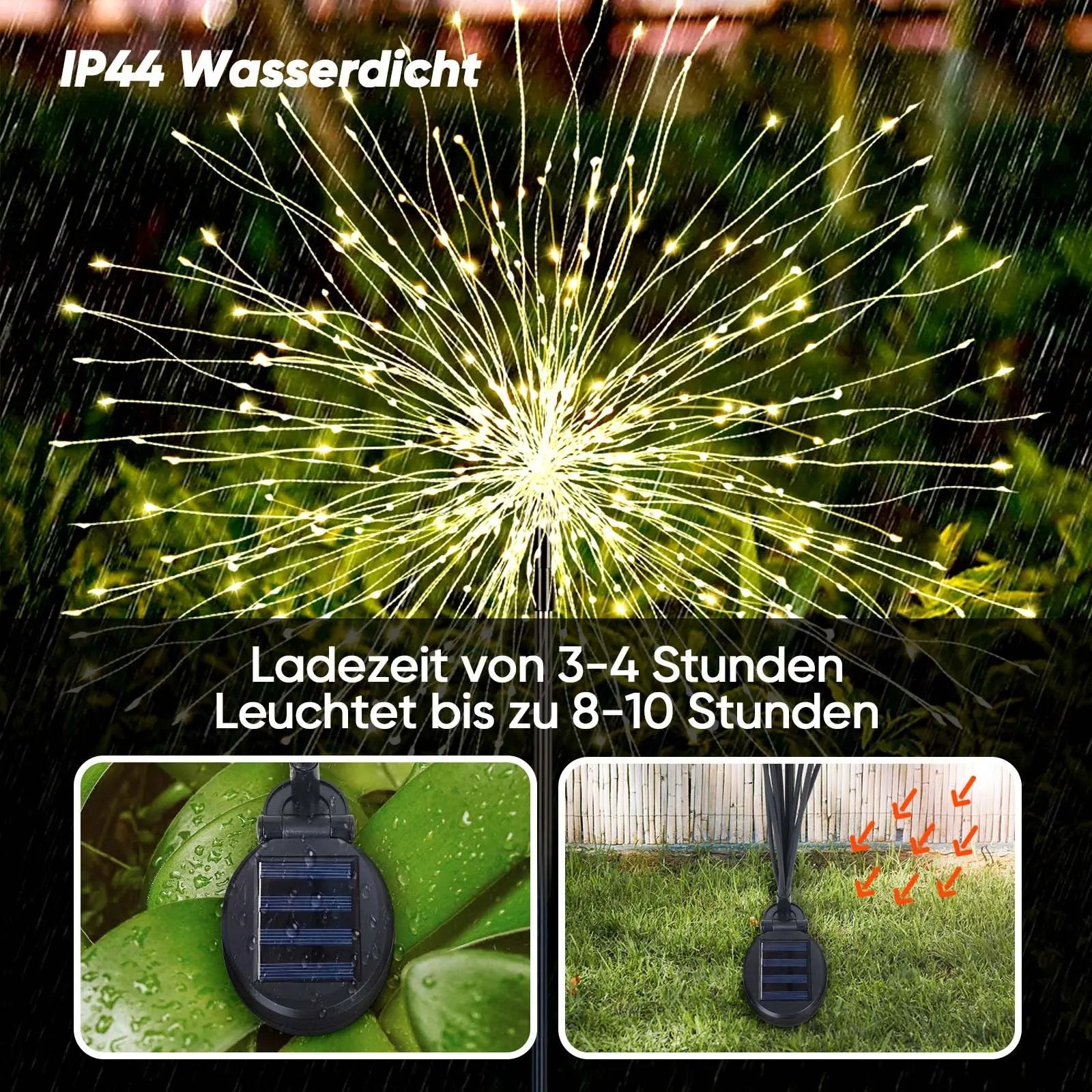 Salcar 2er Set LED Solar Gartenleuchte mit Feuerwerk-Effekt Salcar