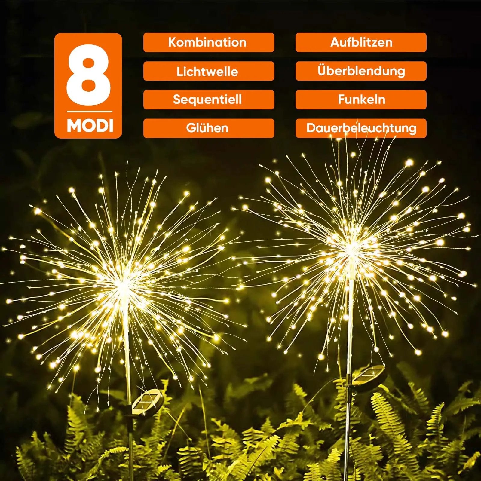 Salcar 2er Set LED Solar Gartenleuchte mit Feuerwerk-Effekt Salcar