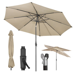 Sekey Runde Sonnenschirm Ø 350 cm mit Kurbel & Auto-Knickfunktion Windstabil, UPF 50+ Für Balkon, Terrasse & Garten Recyceltes Polyester (GRS-zertifiziert)